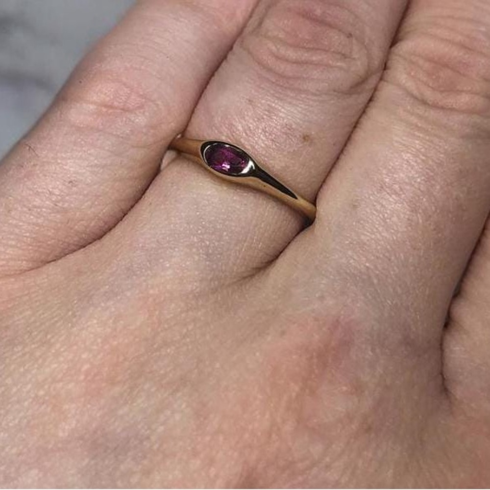 Gold Pink Tourmaline Ring | Elegant Birthstone Jewelry | Minimalist Stackin